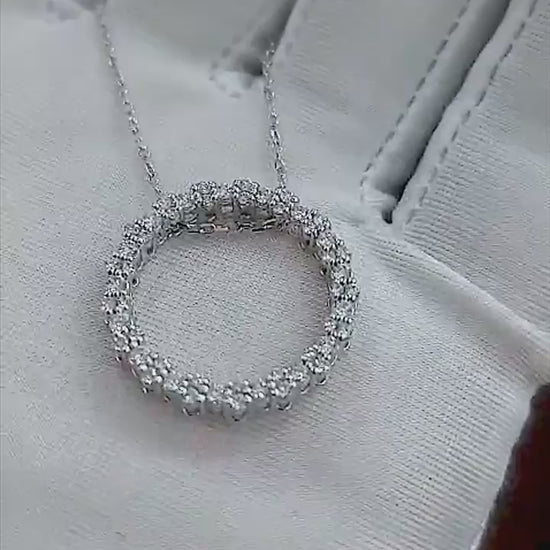 Video of the GH Jewells diamond circle pendant necklace in 14K white gold with natural diamonds